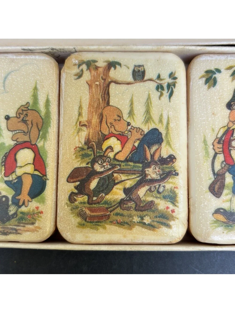 New Vintage Scherl Fairy Tale Soap Set from Bavaria, Germany Deputy Dog Rabbits